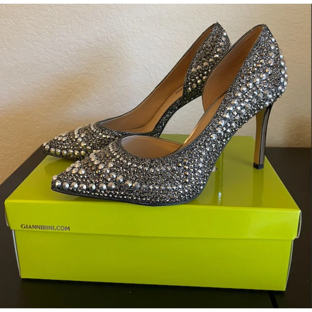 Gianni Bini (Worn ONCE) Mairah Studded Sparkly Heels - Sz 7 - Picture 3 of 12